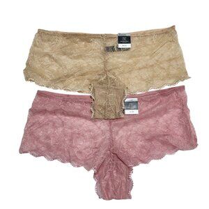 INC Intl Concepts Plus Size 1X Lace Boyshort Panties (2) Pair Frappe/Pink -‎ NWT